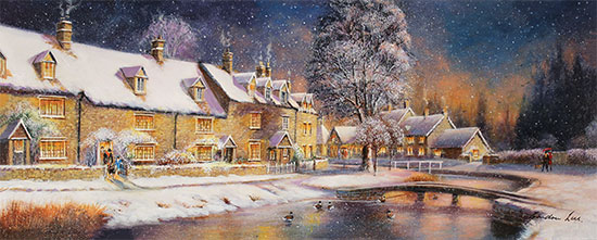 Gordon Lees, Original oil painting on panel, A Snowy Winter's Eve No frame image. Click to enlarge