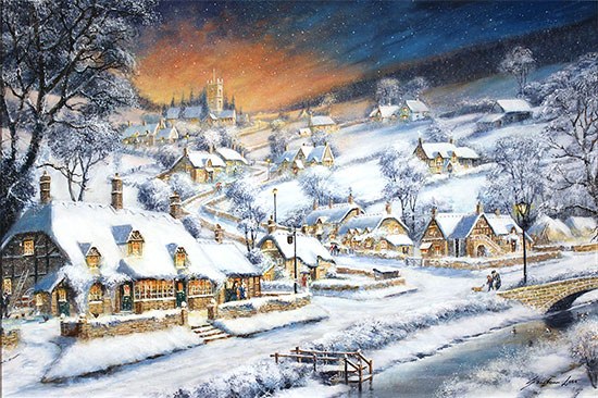 Gordon Lees, Original oil painting on panel, The Close of a Cotswolds Eve No frame image. Click to enlarge