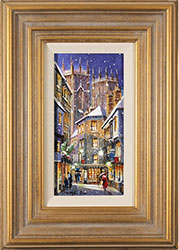 Gordon Lees, Original oil painting on panel, Snowfall on Low Petergate, York Medium image. Click to enlarge