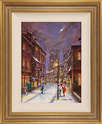 Gordon Lees, Original oil painting on canvas, A Snowy Eve, Low Petergate Medium image. Click to enlarge