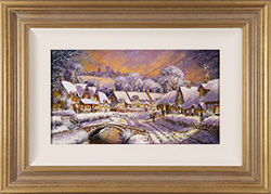 Gordon Lees, Original oil painting on panel, Winter's Eve Walk, The Cotswolds Medium image. Click to enlarge