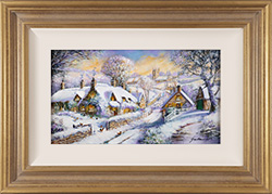 Gordon Lees, Original oil painting on panel, Cotswolds Village in Winter Medium image. Click to enlarge