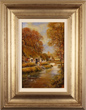 Gordon Lees, Original oil painting on panel, Upper Slaughter in Autumn, The Cotswolds Medium image. Click to enlarge