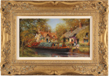 Gordon Lees, Original oil painting on panel, Canal Boat on the River Avon in Summer, The Cotswolds Medium image. Click to enlarge