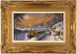 Gordon Lees, Original oil painting on panel, Canal Boat on the River Avon in Winter, The Cotswolds Medium image. Click to enlarge
