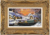 Gordon Lees, Original oil painting on panel, A Wintry Mooring on the River Avon Medium image. Click to enlarge