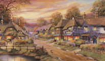 Gordon Lees, Original oil painting on canvas, Evening Glow, The Cotswolds Medium image. Click to enlarge