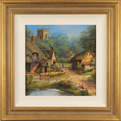 Gordon Lees, Original oil painting on panel, Cotswolds Village in Summer Medium image. Click to enlarge