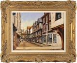 Gordon Lees, Original oil painting on panel, Stonegate, York Medium image. Click to enlarge