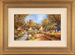 Gordon Lees, Original oil painting on panel, Cotswolds Village in Spring Medium image. Click to enlarge