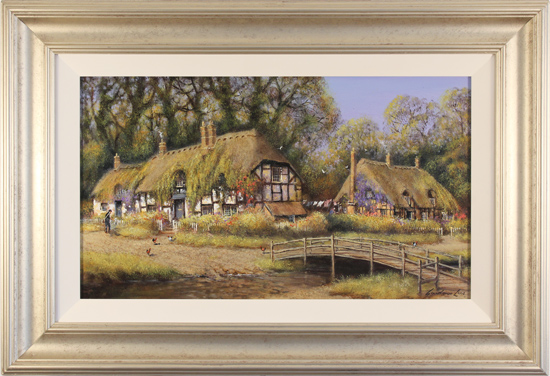Gordon Lees, Original oil painting on canvas, Summer Days in Ivy Cottages