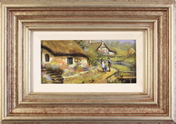 Gordon Lees, Original oil painting on panel, Life in the Village Medium image. Click to enlarge