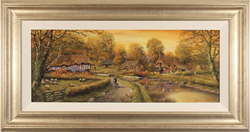 Gordon Lees, Original oil painting on panel, An Autumn Evening By the River Medium image. Click to enlarge