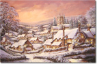 Gordon Lees, Limited edition print, Cotswold Village in Snow, Medium image. Click to enlarge