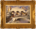 Gordon Lees, Original oil painting on canvas, Winter in Thorton Le Dale, North Yorkshire. Medium image. Click to enlarge