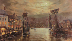 Gordon Lees, Signed limited edition print, Whitby Harbour Medium image. Click to enlarge