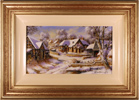 Gordon Lees, Original oil painting on canvas, Cotswolds Village in Snow Medium image. Click to enlarge