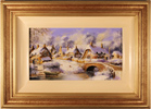 Gordon Lees, Original oil painting on canvas, Cotswolds Village in Snow Medium image. Click to enlarge