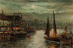 Gordon Lees, Original oil painting on canvas, Whitby Harbour, North Yorkshire Medium image. Click to enlarge