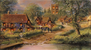 Gordon Lees, Original oil painting on canvas, Cotswolds Village Medium image. Click to enlarge