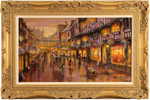 Gordon Lees, Original oil painting on canvas, Evening Lights in Stonegate, York Medium image. Click to enlarge