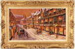 Gordon Lees, Original oil painting on canvas, A Snowy Evening, Stonegate, York Medium image. Click to enlarge