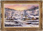 Gordon Lees, Original oil painting on canvas, A Snowy Eve in the Cotswolds Medium image. Click to enlarge