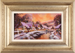 Gordon Lees, Original oil painting on panel, Cotwolds Village in Snow Medium image. Click to enlarge