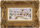 Gordon Lees, Original oil painting on panel, Cotswolds Village in Snow Medium image. Click to enlarge