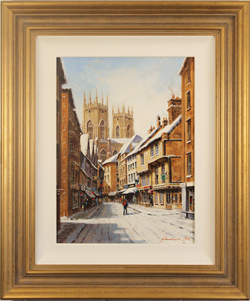 Gordon Lees, Original oil painting on panel, Winter on Low Petergate, York Medium image. Click to enlarge