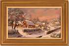 Gordon Lees, Original oil painting on canvas, Village in Snow Medium image. Click to enlarge