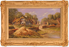 Gordon Lees, Original oil painting on canvas, Village Scene Medium image. Click to enlarge