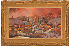Gordon Lees, Original oil painting on canvas, Village Scene Medium image. Click to enlarge