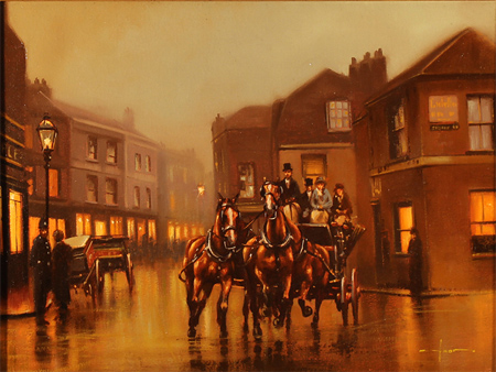 Graham Isom, Original oil painting on canvas, Coach and Horses