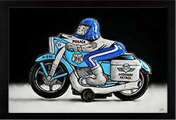 Ian Rawling, PS, Pastel, Tin Motorcyclist Medium image. Click to enlarge