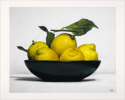 Ian Rawling, PS, Pastel, Lemons in Black Bowl