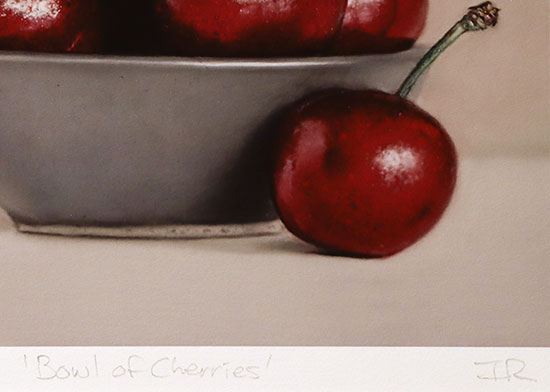 Ian Rawling, Signed limited edition print, Bowl of Cherries Signature image. Click to enlarge