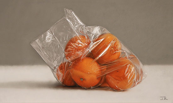 Ian Rawling, Pastel, Bag of Clementines No frame image. Click to enlarge