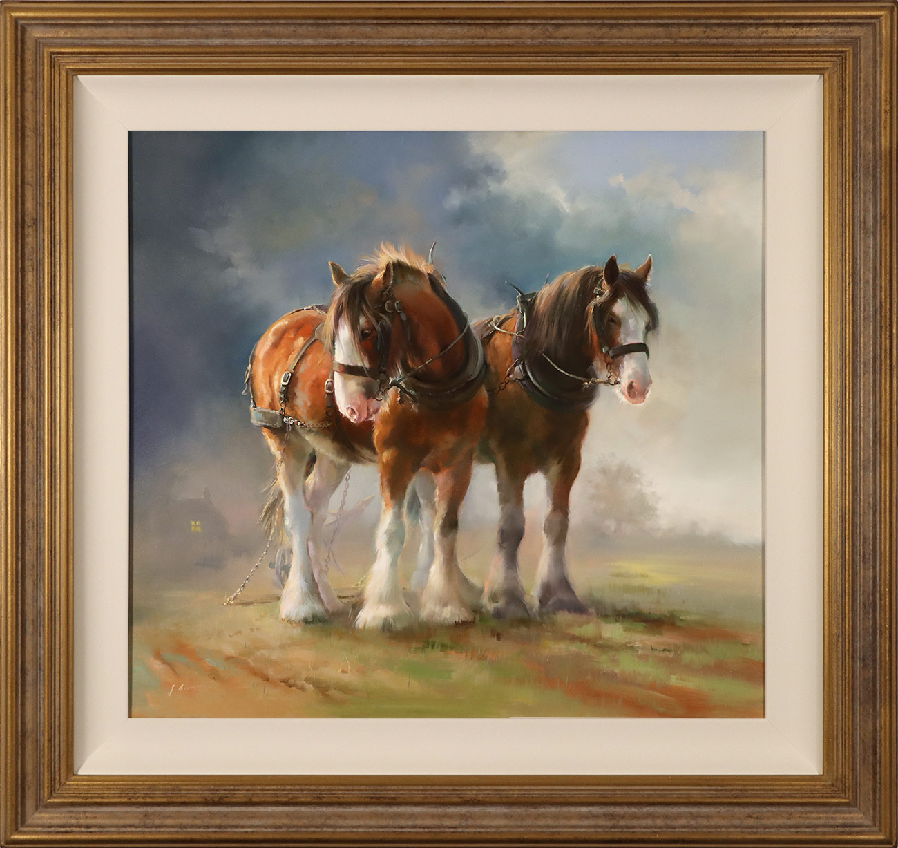 Jacqueline Stanhope, Original oil painting on canvas, Shire Horses Click to enlarge