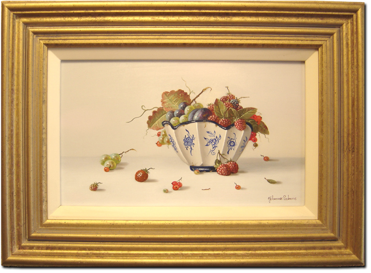 Johannes Eerdmans, Original oil painting on panel, Fruit in Bowl