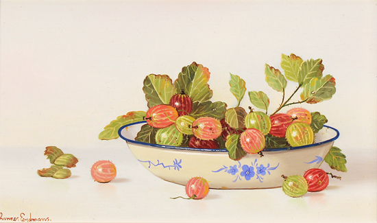 Johannes Eerdmans, Original oil painting on panel, Berries