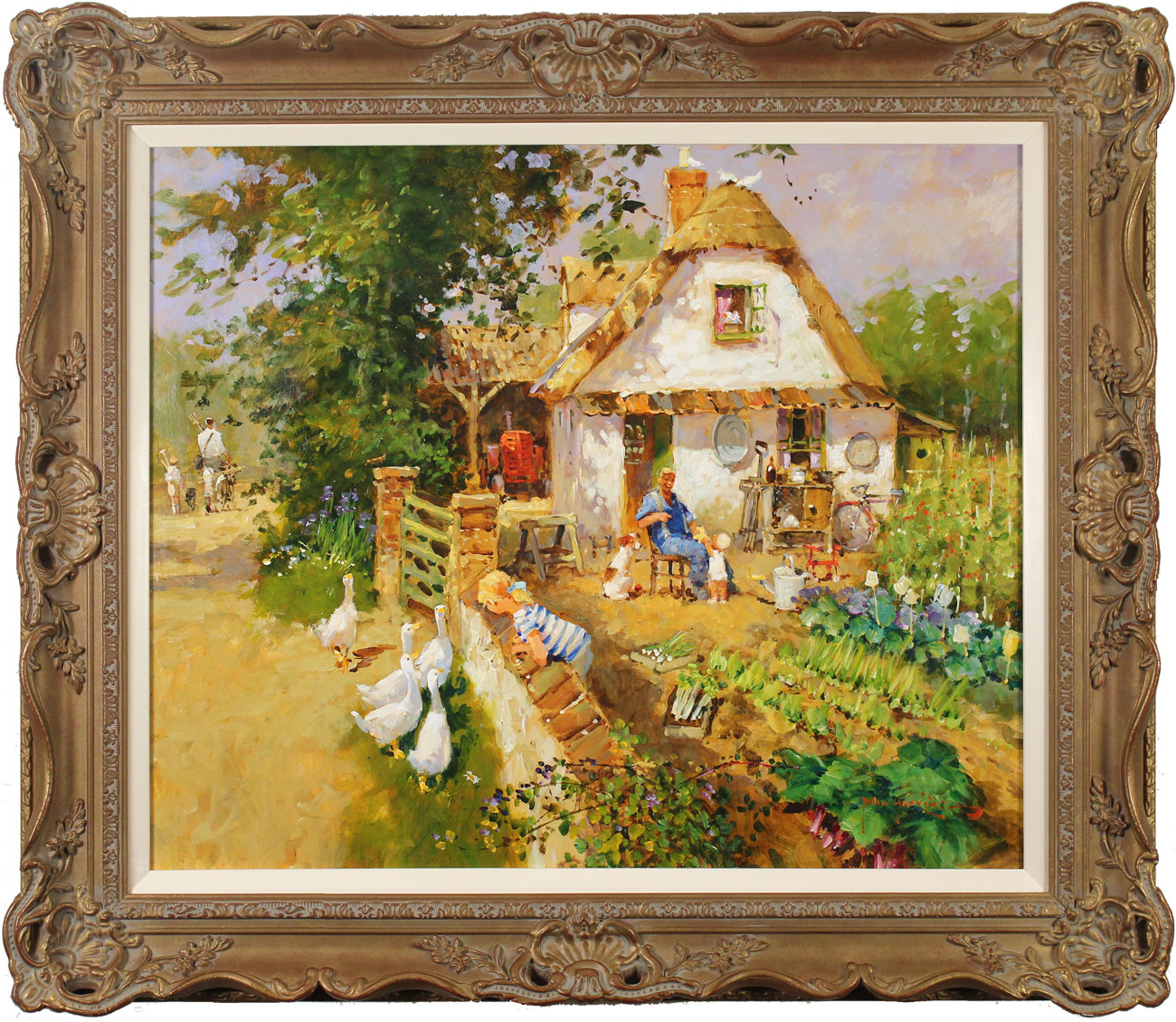 John Haskins Original Oil Painting On Panel Walnut Cottage Art
