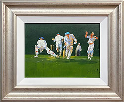 John Haskins, Original acrylic painting on board, Run! Medium image. Click to enlarge