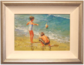 John Haskins, Original oil painting on panel, Children in Rock Pools Medium image. Click to enlarge