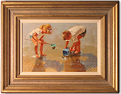 John Haskins, Original oil painting on panel, Beach Scene Medium image. Click to enlarge