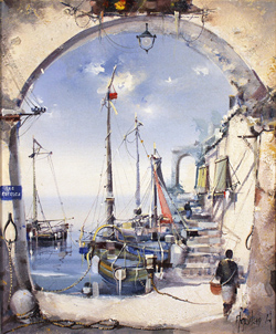 Jorge Aguilar Agon, Original oil painting on canvas, Through the Arch Medium image. Click to enlarge