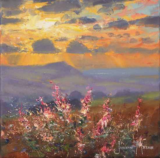 Julian Mason, Original oil painting on canvas, Willowherb, Gun Moor
