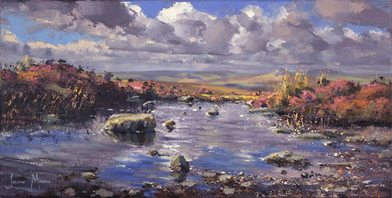 Julian Mason, Original oil painting on canvas, Pools on Stanage Edge