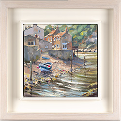 Julian Mason, Original oil painting on canvas, Boats at Rest, Staithes Beck
