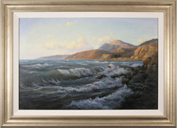 Juriy Ohremovich, Original oil painting on canvas, Crashing Waves and Coastal Light Medium image. Click to enlarge